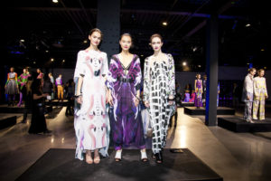 The 2016 Epson Digital Couture event showcased designs and vibrant colors created with dye-sublimation technology. Models show off dresses from designer Danny Santiago’s “Santika” collection. Photos: Epson America Inc.