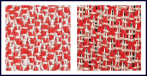 Zetix fabric unstreched (left) and stretched (right).