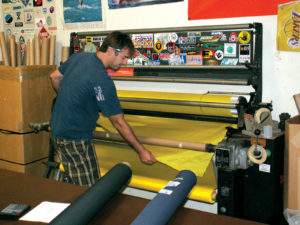 Even Bainbridge was a small company, employees couldn't get by without the Measurgraph roll-measuring machine, says sales representative Robb Foland (pictured). It saves time, space and waste fabric. Photo: Bainbridge International Inc.