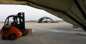 The Lithuanian Air Force ordered three new EFASS hangar structures with Trident doors at each gable end, and also wanted Rubb to refurbish four existing Rubb hangars that were constructed at the Lithuanian AFAir Base in Siauliai 10 years ago. Work on all seven structures was completed in less than five months. Photos: Rubb Buildings Ltd. 