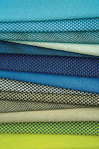 The Hardwear Group fabrics from Designtex use solution-dyed nylon in the warp, engineered to be durable, resilient and easy to clean, suitable for seating applications in hardworking, 24/7 environments from health care to cafeterias, airports, theaters and indoor stadiums. Photo: Designtex
