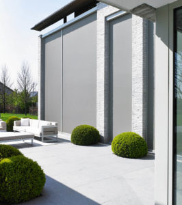 Renson’s ZipShade® sunscreen solution incorporates a sleek box design, with a discreet bottom rail that seamlessly integrates into the box. Two different designs are available: a square design with a minimalistic look and a soft line design that features a curved profile. Photo: Renson Inc. 