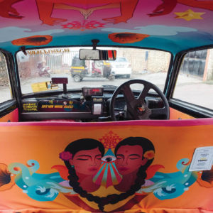 Designers, artists and illustrators interested in refitting a taxi can send the Taxi Fabric team a work link and be placed in a queue to wait for funding or pay a one-off fee (approximately $230) and “we’ll make it happen right away.” Photos: Taxi Fabric