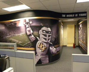 For University of Central Florida offices in Orlando, Fla., OAI Corp. printed the school’s Knights mascot on 3M vinyl film with HP latex ink. Photo: OAI Inc. 