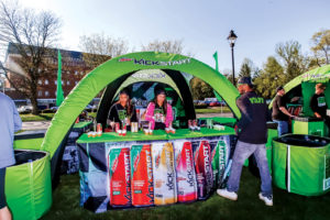 AirDome 10 x10 tents from Vitabri are used in a brand activation for the new Mountain Dew energy drink, Kick Start. The modern inflatable tents offer customers a different way to exhibit at shows and draw in visitors. Photo: Vitabri by Ins’TenT.