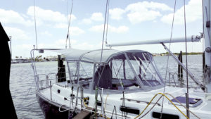Stephen Lippincott Jr., owner of Lippincott Marine Canvas, St. Petersburg, Fla., says he strives to position his fabricated panels well so they can be quickly opened and closed to accommodate the heat and rain experienced by his boat customers. Photo: Lippincott Marine Canvas.