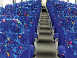 Bergen Upholstery Inc. used a 100 percent polyester fabric from De Leo Textiles’ Siberian collection to refurbish seats in a private motor coach. Photo: Bergen Upholstery Inc.