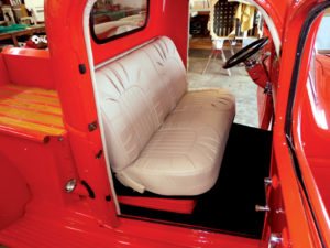 The Recovery Room used Ultraleather® to upholster the bench seat of a vintage Chevy. Photo: The Recovery Room.