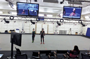 Digital Futures students from OCAD University trying out motion capture suits at Ubisoft. Working with industry experts brought the students first-hand experience and a greater understanding of the issues to be addressed in the redesign of the suits. All photos: OCAD University. 