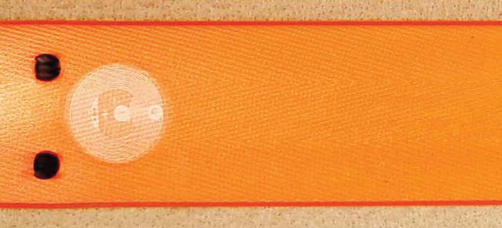 a near-field circuit that has been incorporated under the webbing’s coating