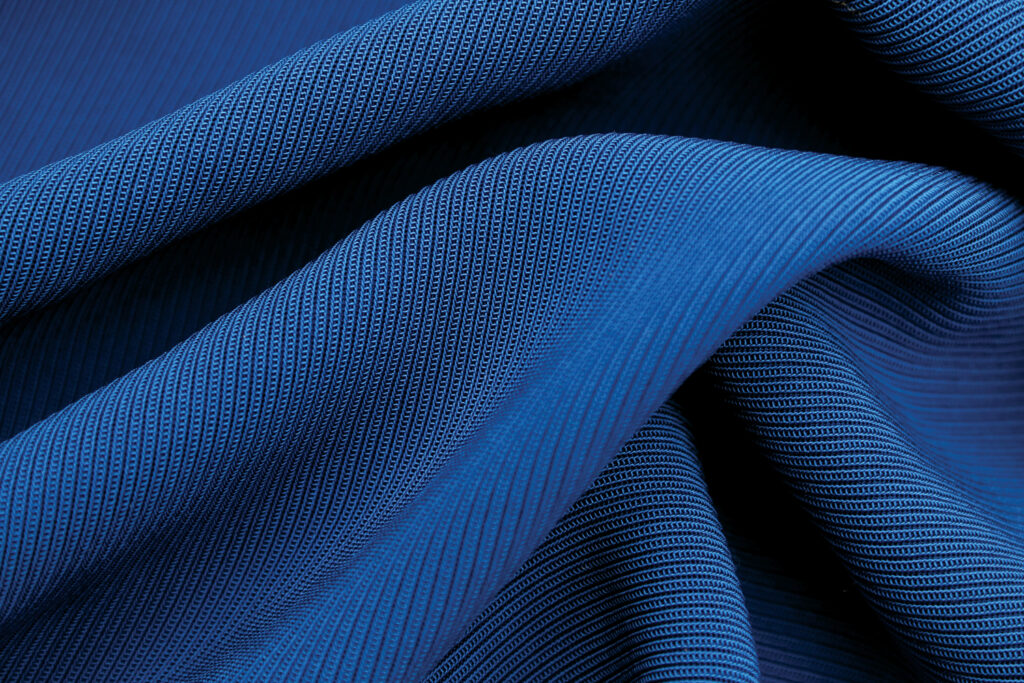FOKKER, a fabric crafted by Italian mill Beste, made of 100% AeoniQ™. It is blue. 