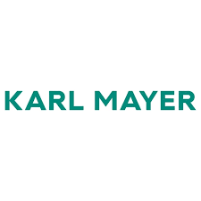 Bold green text "KARL MAYER" on a white background, representing the company's branding focused on textiles and innovation.
