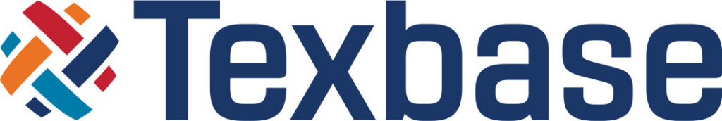 Texbase logo featuring a colorful geometric design with orange, red, blue, and teal shapes on the left, accompanied by navy text.