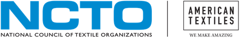 Logo featuring blue text "NCTO" and "NATIONAL COUNCIL OF TEXTILE ORGANIZATIONS" alongside "AMERICAN TEXTILES" in black.