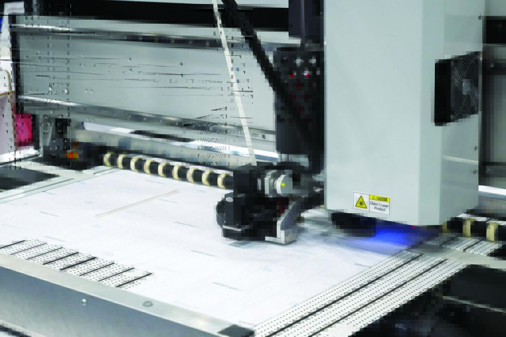 FASTSEWN automated sewing and cutting technology by Mikkelsen Innovation ApS, being demonstrated at Advanced Textiles Expo.