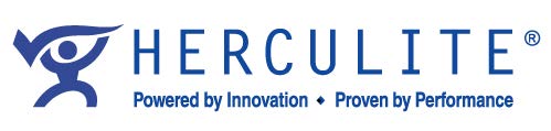 Herculite logo featuring a stylized figure, with blue text stating "Powered by Innovation" and "Proven by Performance" below.