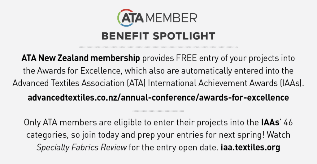 Text on a white background with a black border. Includes "ATA MEMBER," “BENEFIT SPOTLIGHT,” and information about Awards for Excellence.