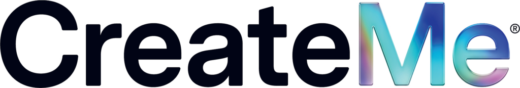 Colorful text logo featuring "CreateMe," with a gradient effect on "Me" and a registered trademark symbol.